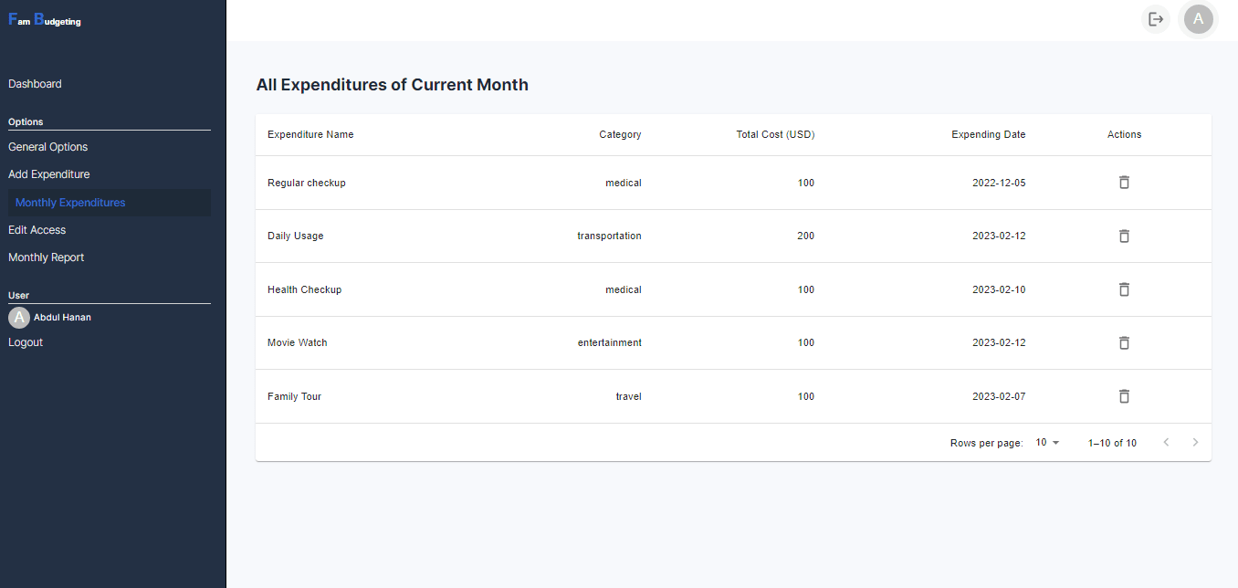 Family Budget Application screenshot 3