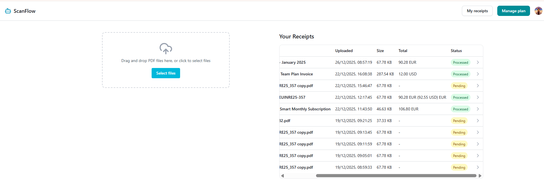 ScanFlow - AI-Powered Receipt Scanning screenshot 1